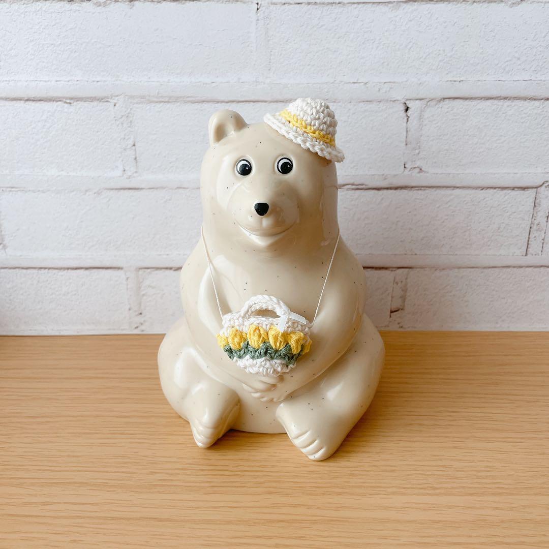 しろくま貯金箱 春のお出かけセット チューリップバック＆帽子