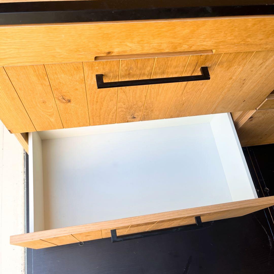 取付無料！末次家具工芸 FLEX120 北欧風ナチュラルキッチンボード 食器棚✨