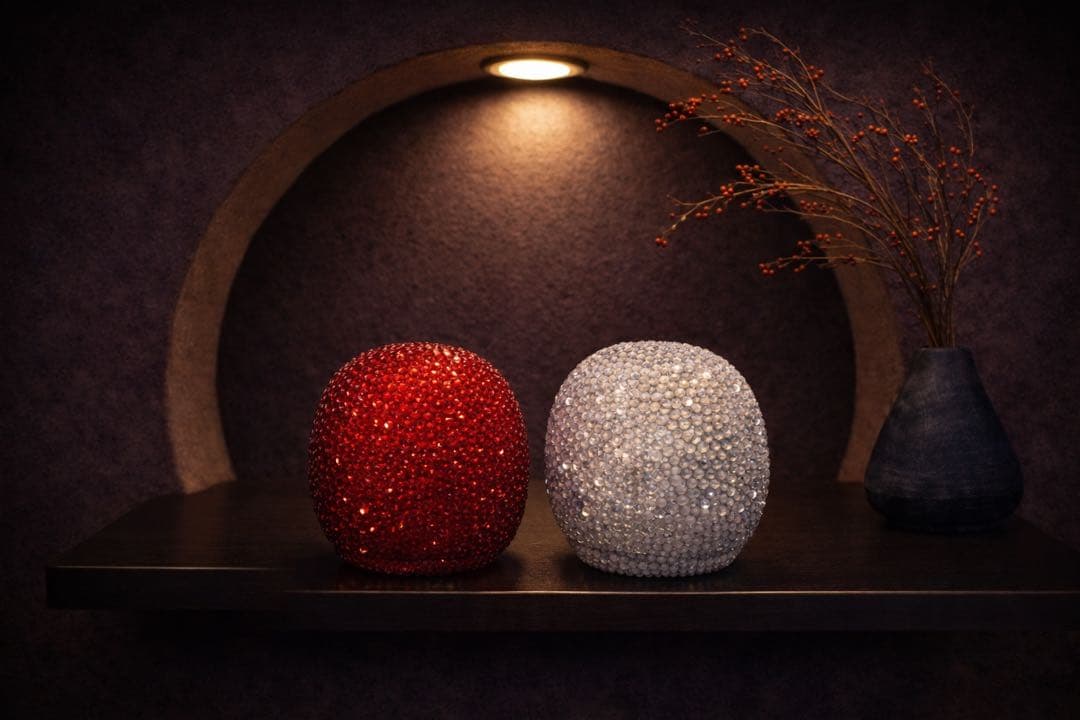 ガラスストーン 紅白だるま 赤白セット