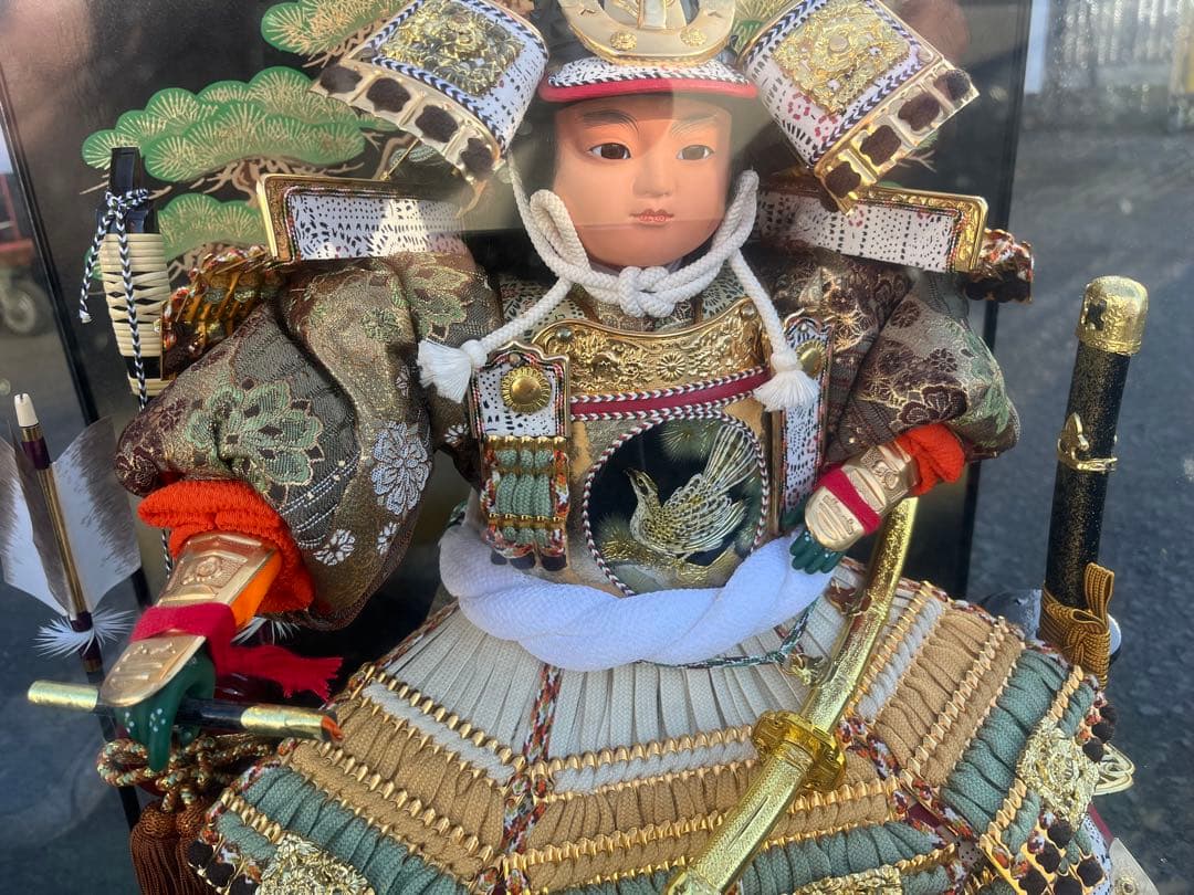 【中古】五月人形 武者人形 ガラスケース入り 子供大将 端午の節句