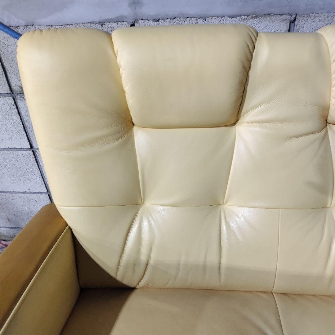 カリモク　KARIMOKU　2人掛けソファ　イエロー　木目　L1415