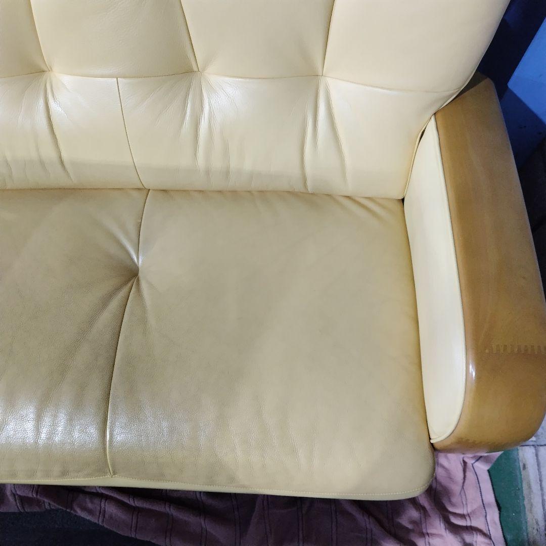 カリモク　KARIMOKU　2人掛けソファ　イエロー　木目　L1415