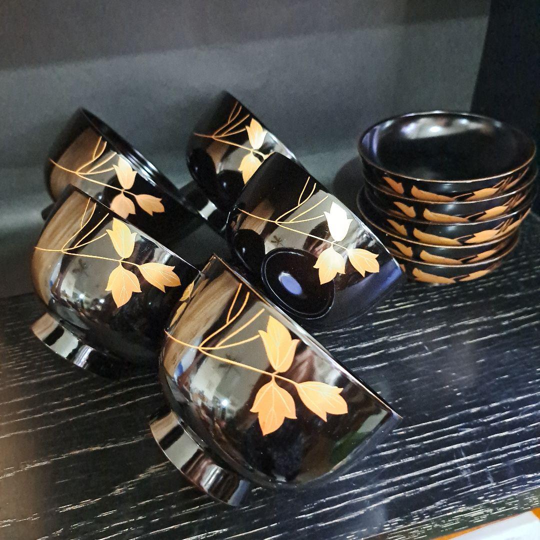 会津塗 本漆塗 新品 象贋金彩蒔絵 極上 吸い物椀 五客 桐箱入 - メルカリ
