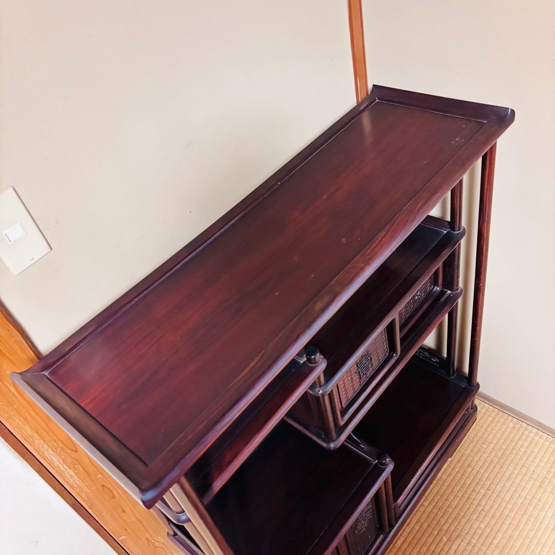 茶棚 違い棚 装飾彫刻飾り アンティーク 飾り棚 茶箪笥 レトロモダン 収納棚