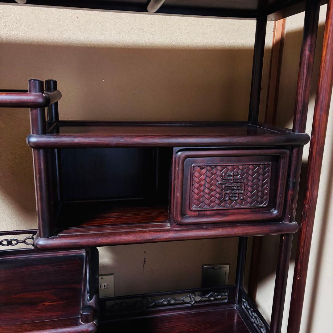 茶棚 違い棚 装飾彫刻飾り アンティーク 飾り棚 茶箪笥 レトロモダン 収納棚