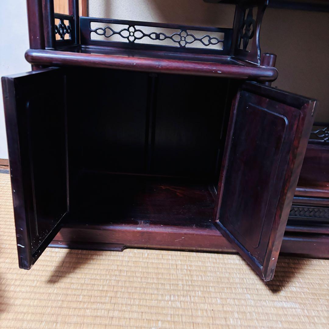 茶棚 違い棚 装飾彫刻飾り アンティーク 飾り棚 茶箪笥 レトロモダン 収納棚