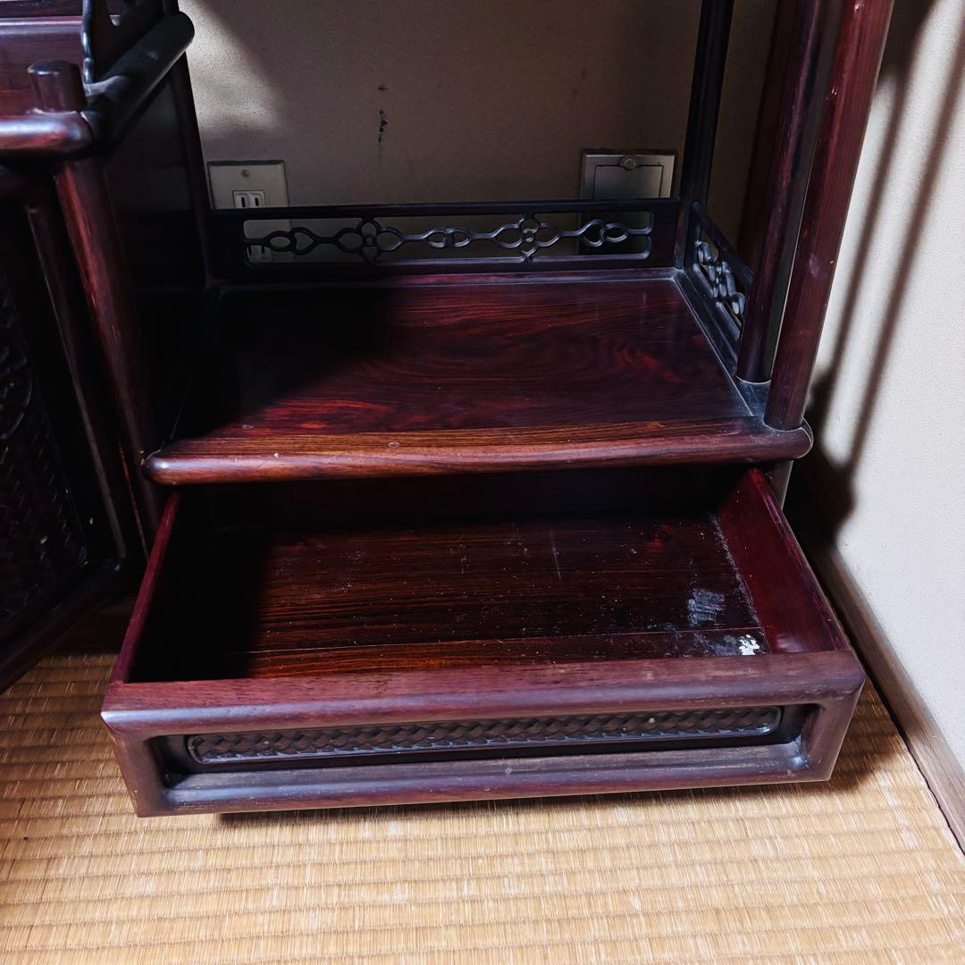 茶棚 違い棚 装飾彫刻飾り アンティーク 飾り棚 茶箪笥 レトロモダン 収納棚