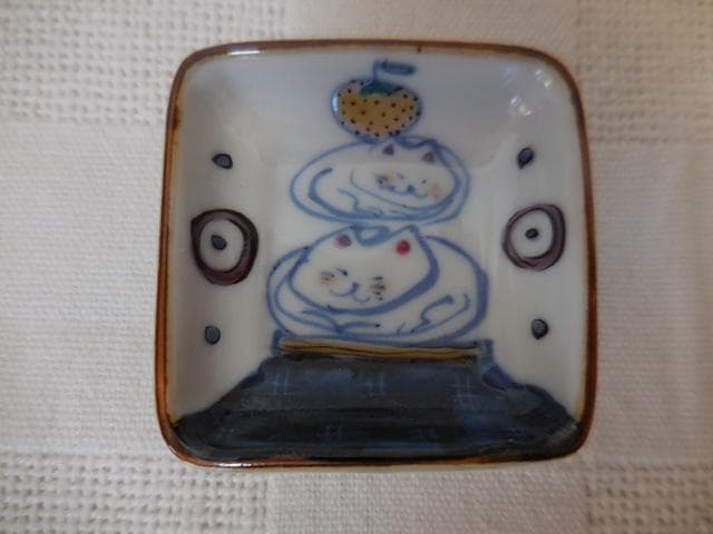 希少完売品☆未使用美品☆稲葉カヨ 豆皿　小皿 福々絵付 ネコ 鶴 辰 ４ケセット