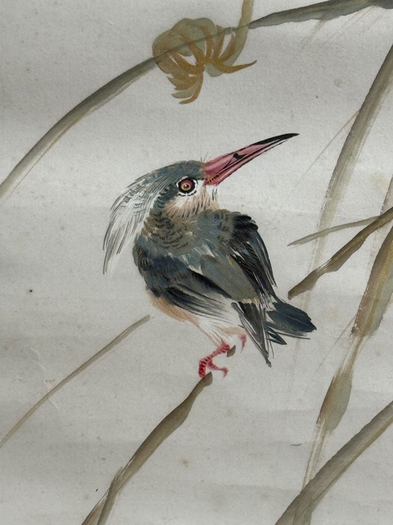 鈴木啓處筆　花鳥圖　紙本肉筆　掛軸　送料込み251029