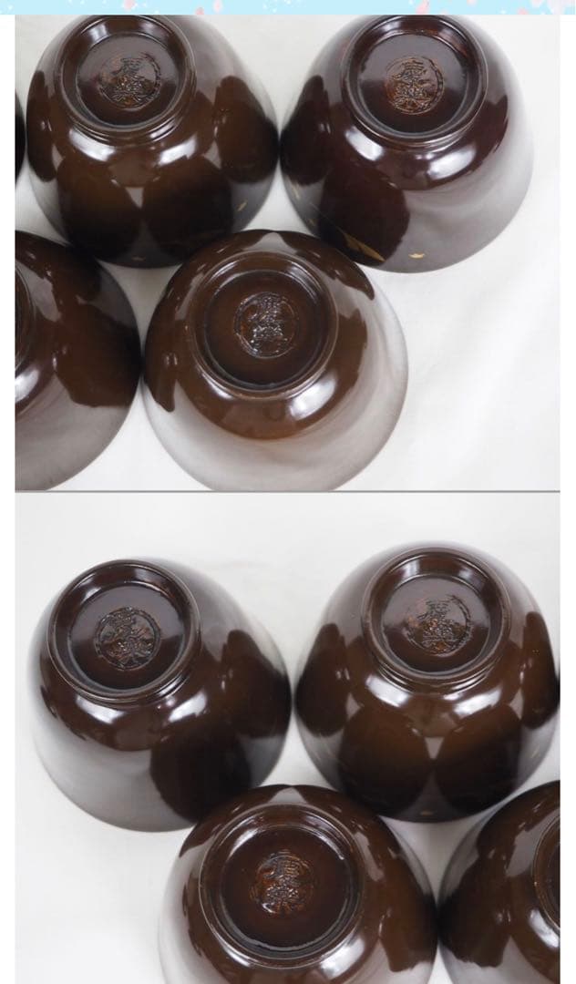 送料無料　江戸時代　豊楽焼『慶楽』銘　椀５客　本物保証　★共箱・二重箱★