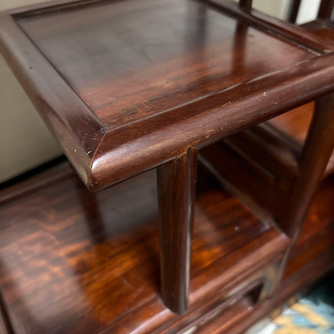 高級家具❣️花梨　木製飾り棚 引き出し付き