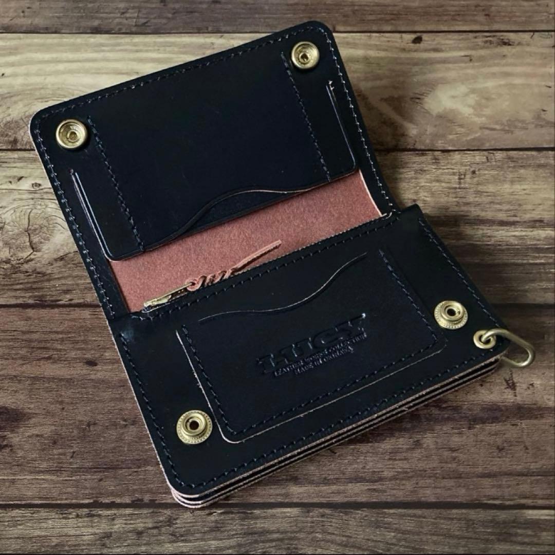 【ko-ki】ミドルトラッカーウォレット茶芯ブラック【お札を折らずに収納】