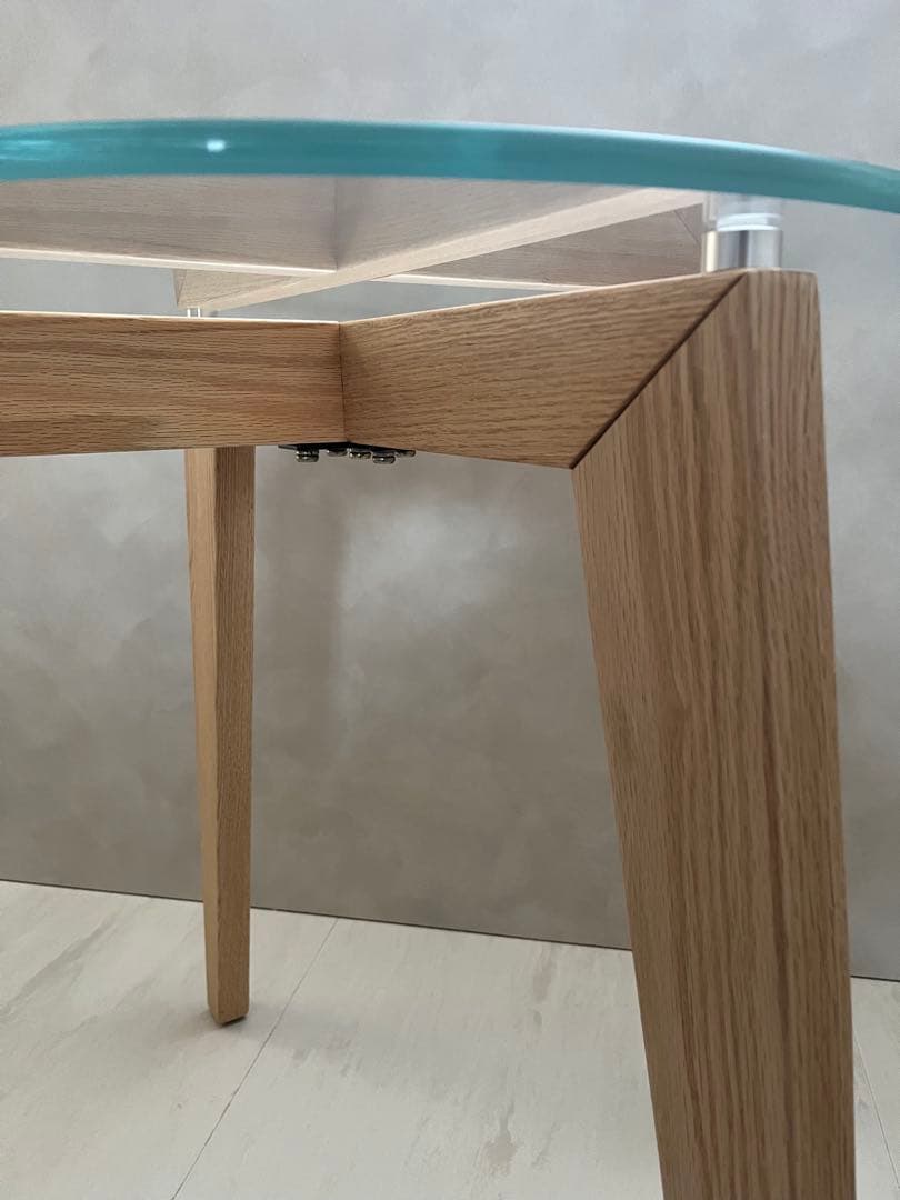 カナデモノ65cmTHECAFETABLEガラス × Pin 木製脚オーク無垢材