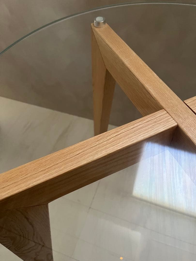 カナデモノ65cmTHECAFETABLEガラス × Pin 木製脚オーク無垢材