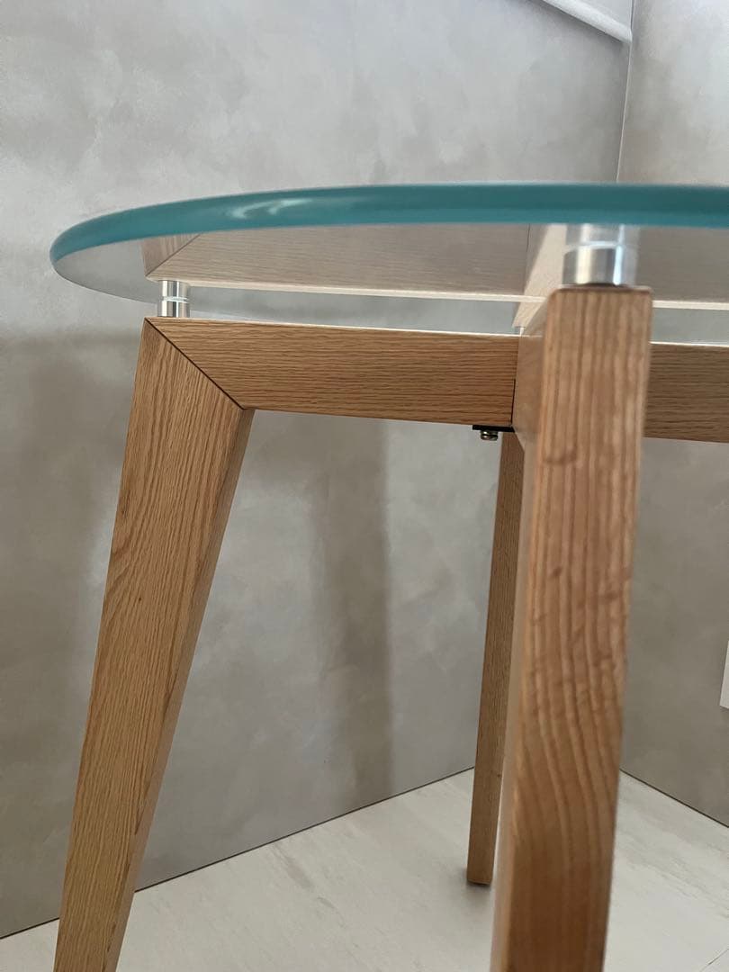 カナデモノ65cmTHECAFETABLEガラス × Pin 木製脚オーク無垢材