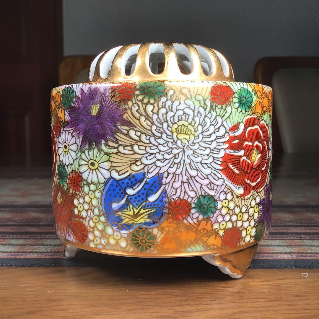 『メルうー特価』　東方四十吉　九谷焼　『花詰』　金彩小花　香炉