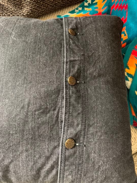 WTW 刺繍 ブラックデニム クッションカバー カリフォルニア ロンハーマン