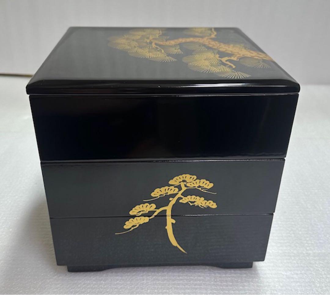 重箱2 輪島漆器/木製漆器/金色松模様/三段重箱