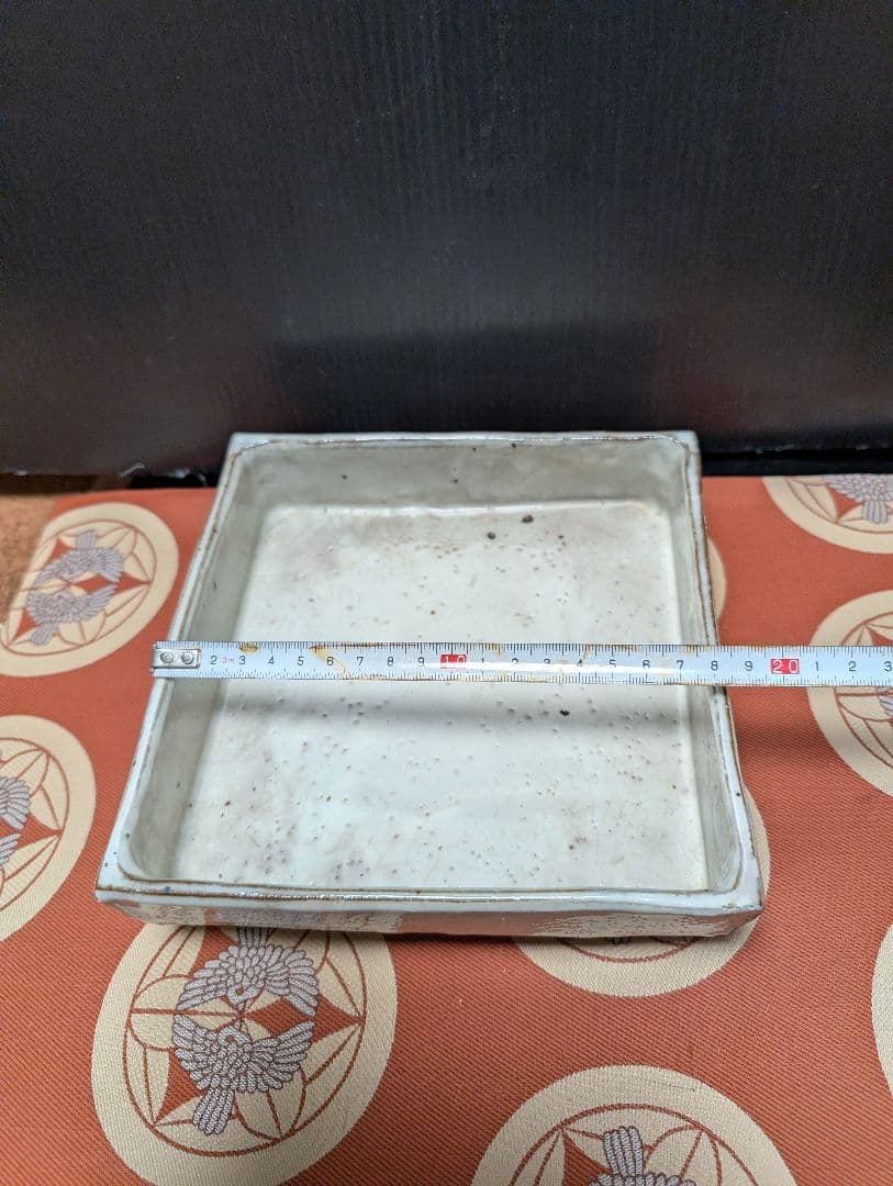 白磁時代物四角形の志野焼陶器皿 約20cm水盤 - メルカリ