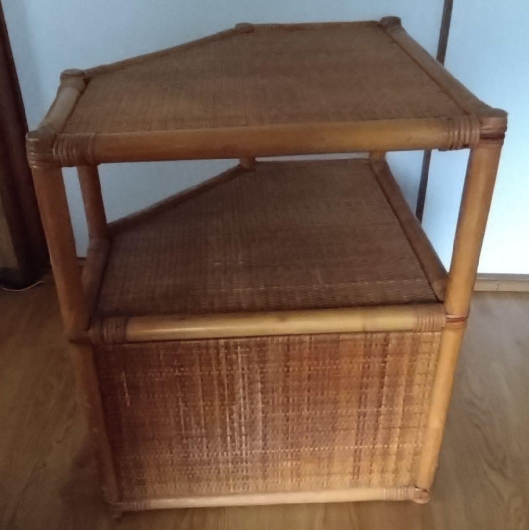 アンティークラタン籐コーナーラックレトロ