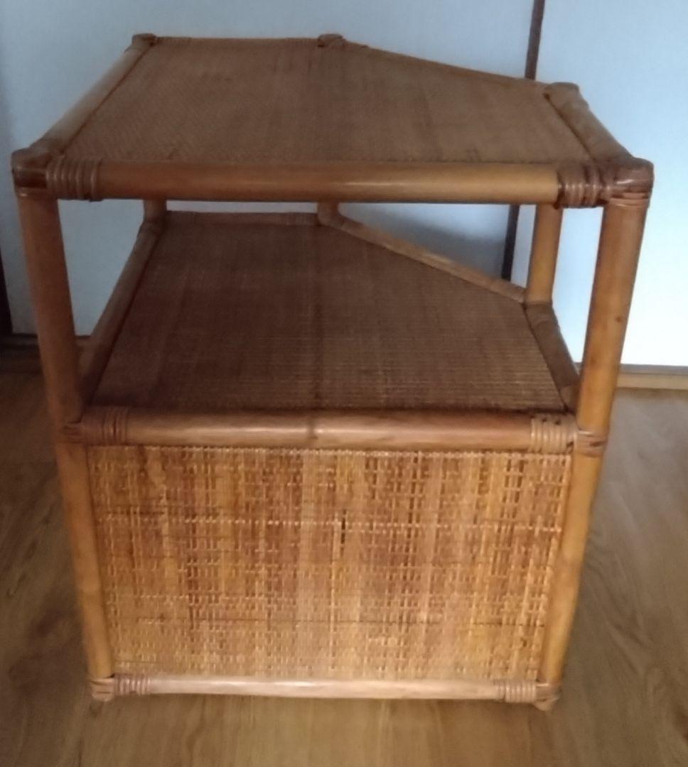 アンティークラタン籐コーナーラックレトロ