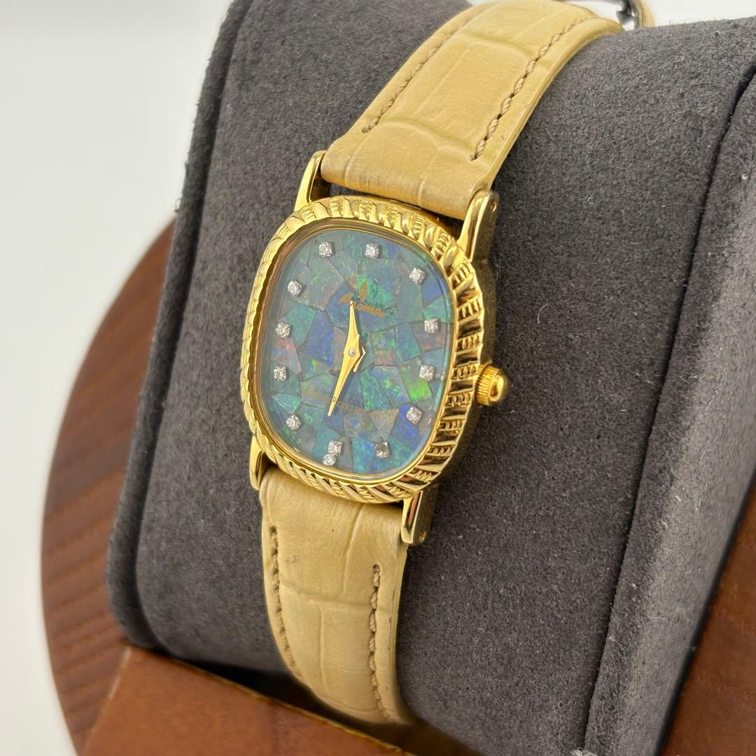 【電池交換済】AROMA モザイクオパール クォーツ 9900 ストーン