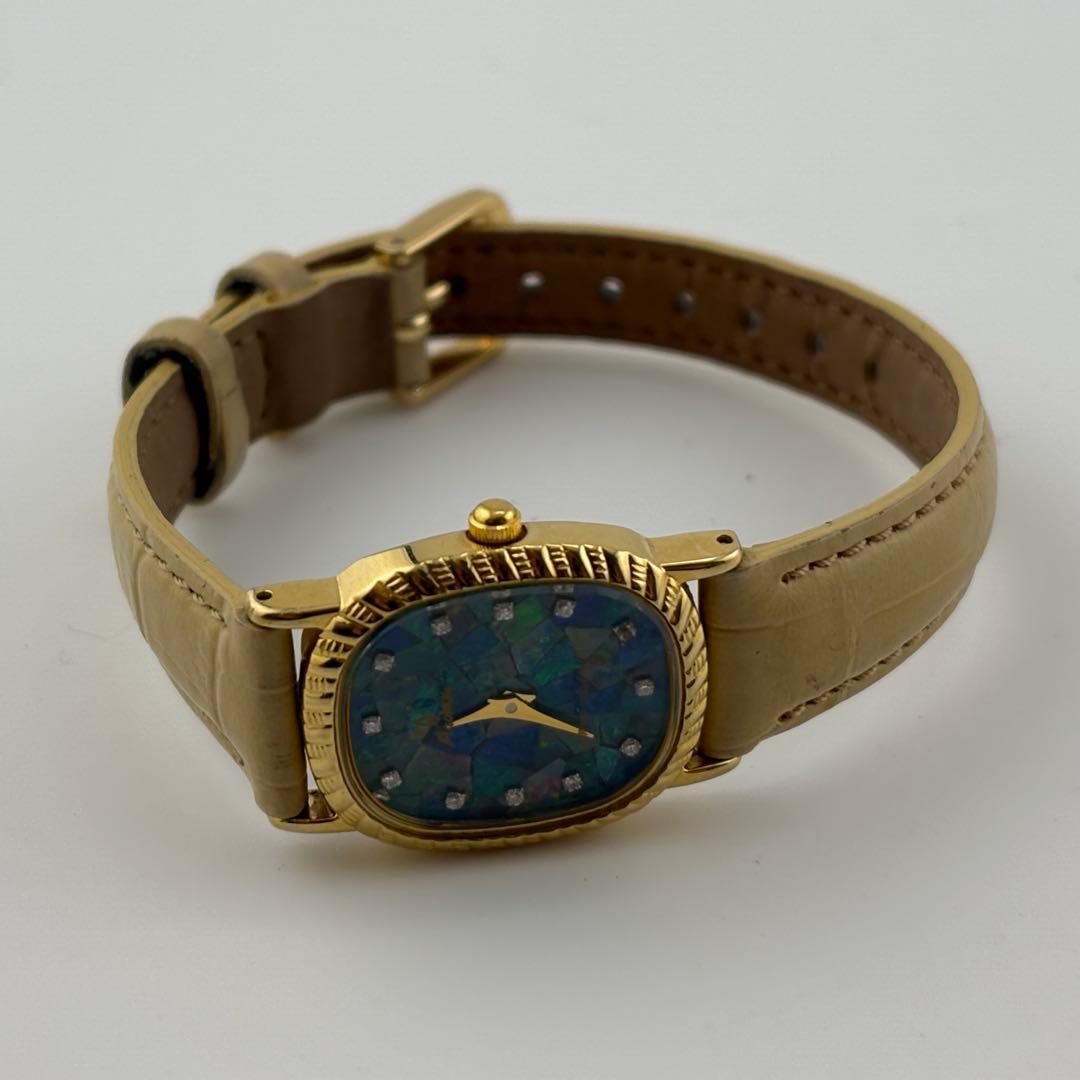 【電池交換済】AROMA モザイクオパール クォーツ 9900 ストーン