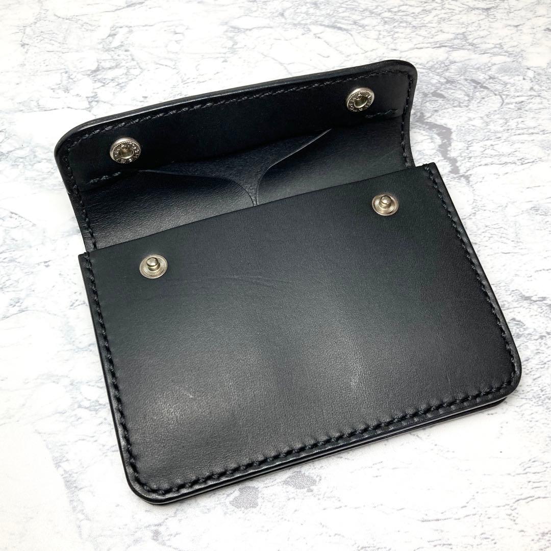 本革 トラッカーウォレット コンパクト財布 黒 ミドルウォレット メンズ