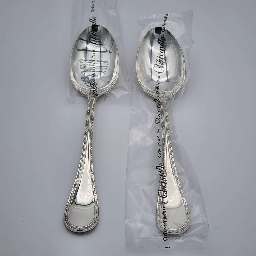 美品 Christofle クリストフル スプーン 5本組 パール シルバー