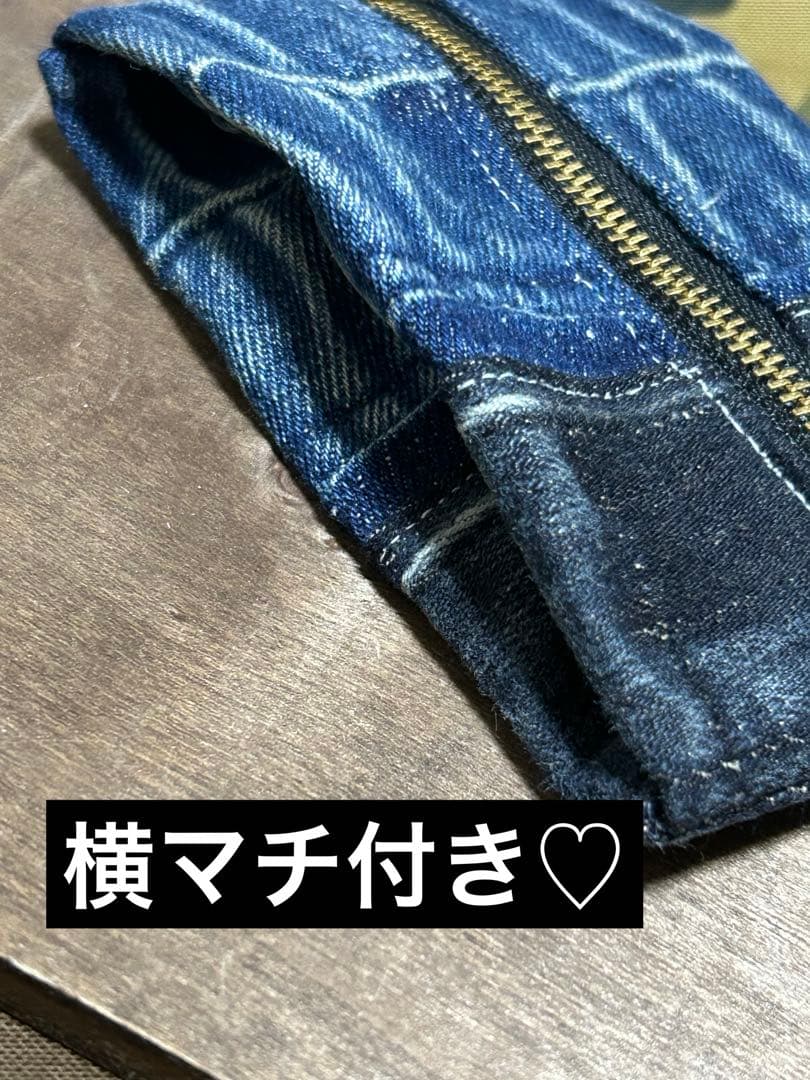 リメイクデニムマチ付きミニポーチ　No.797