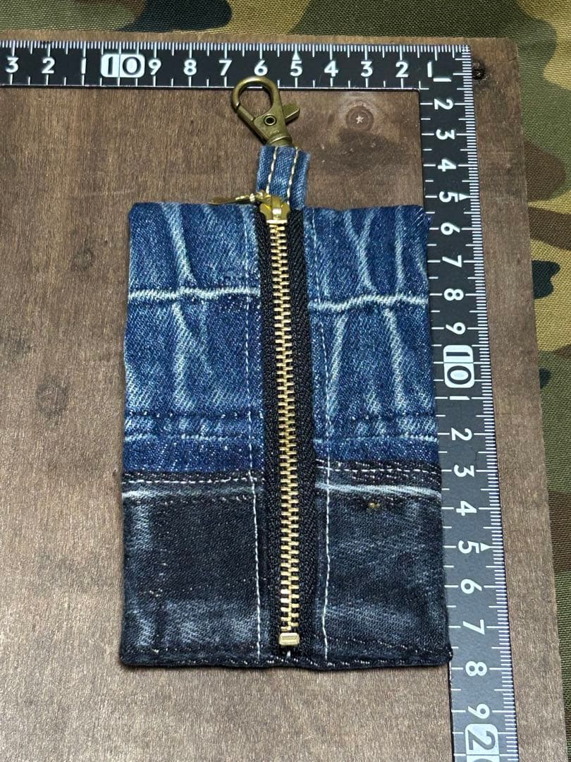 リメイクデニムマチ付きミニポーチ　No.797