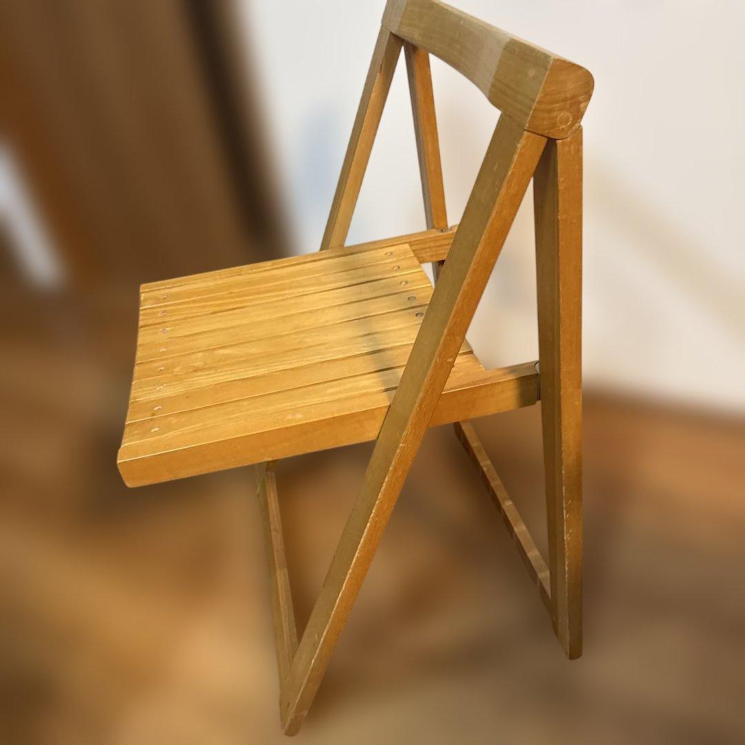 【レトロ】木製 折り畳み チェア ヴィンテージ 北欧風 イス 椅子 2脚セット