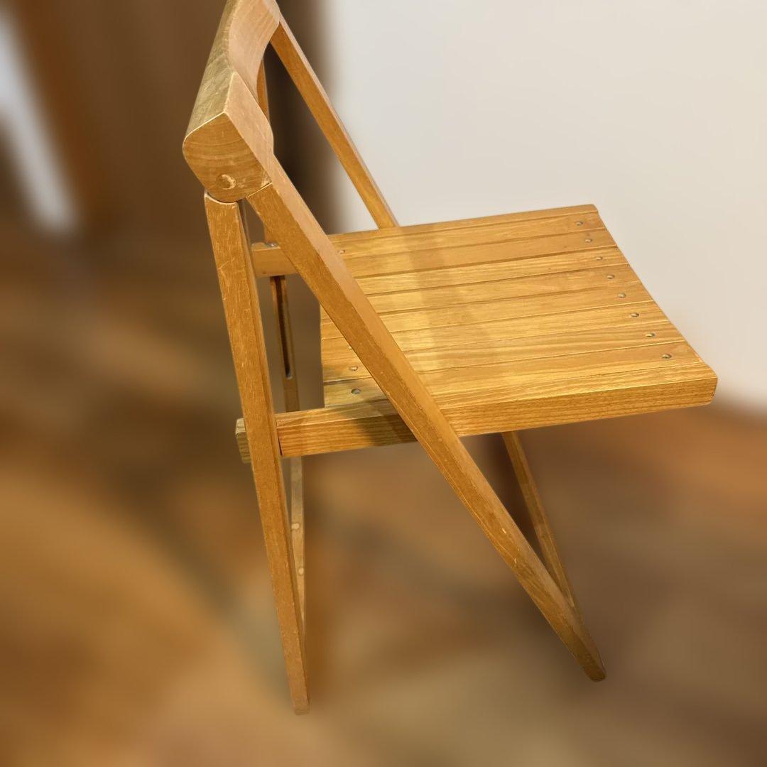 【レトロ】木製 折り畳み チェア ヴィンテージ 北欧風 イス 椅子 2脚セット