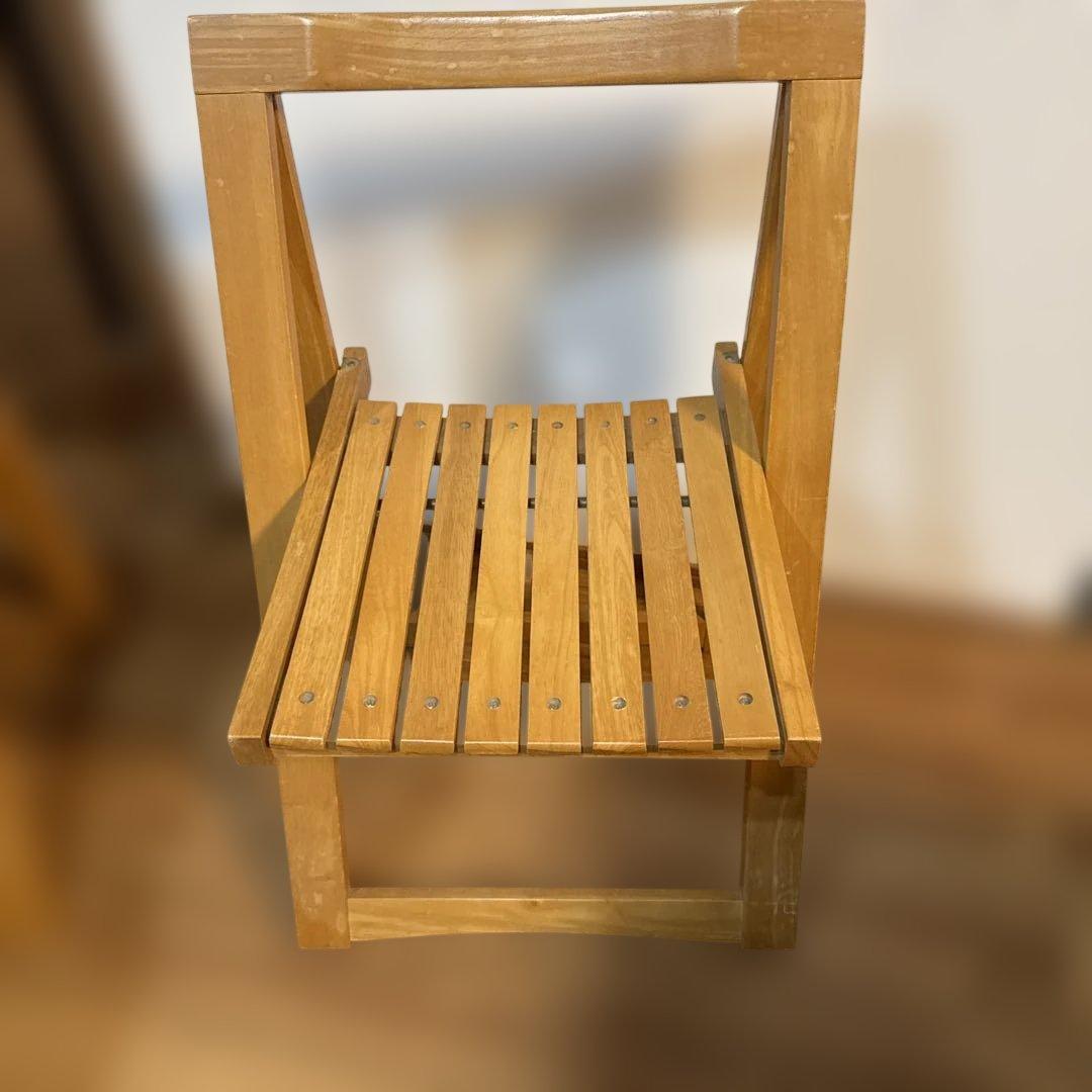 【レトロ】木製 折り畳み チェア ヴィンテージ 北欧風 イス 椅子 2脚セット