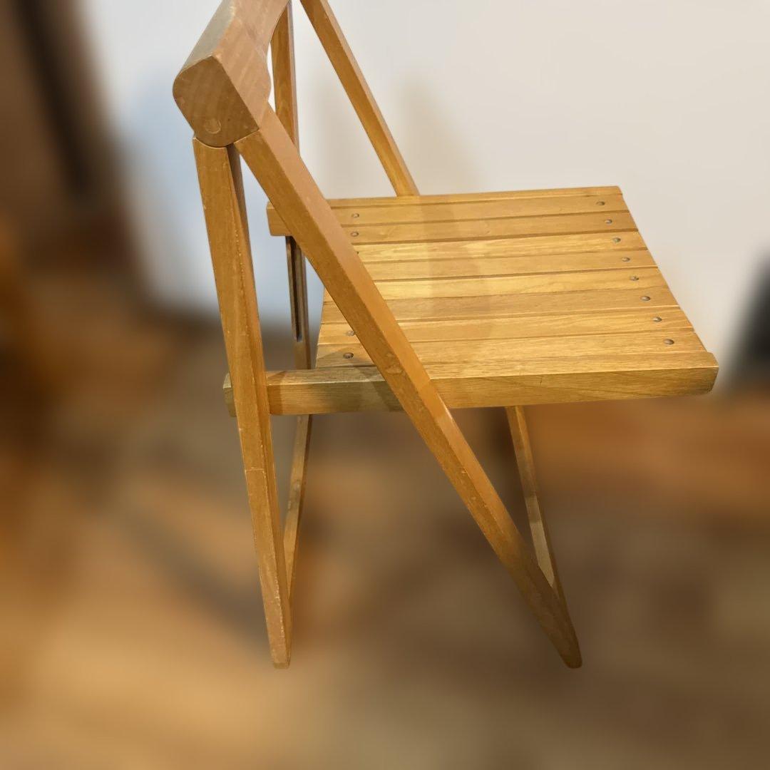 【レトロ】木製 折り畳み チェア ヴィンテージ 北欧風 イス 椅子 2脚セット