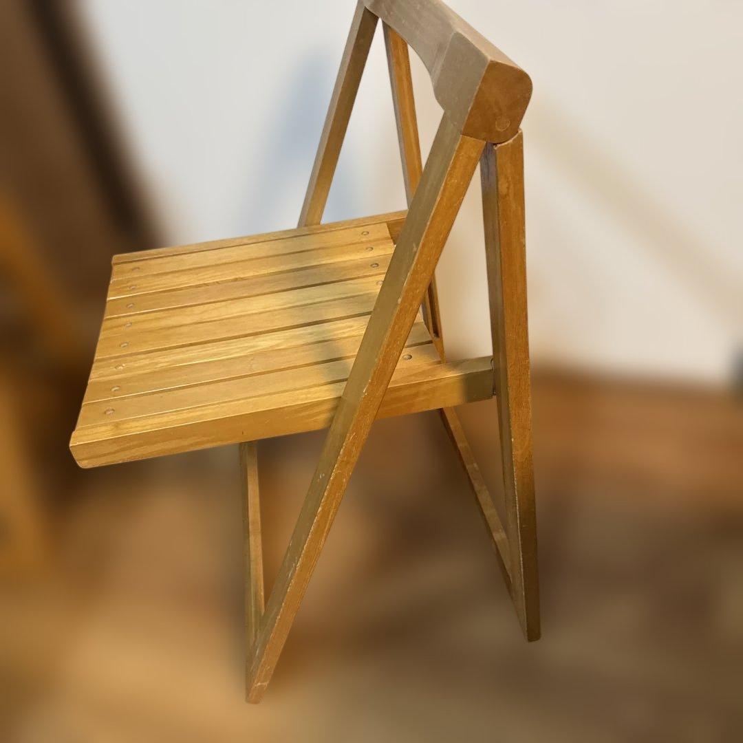 【レトロ】木製 折り畳み チェア ヴィンテージ 北欧風 イス 椅子 2脚セット