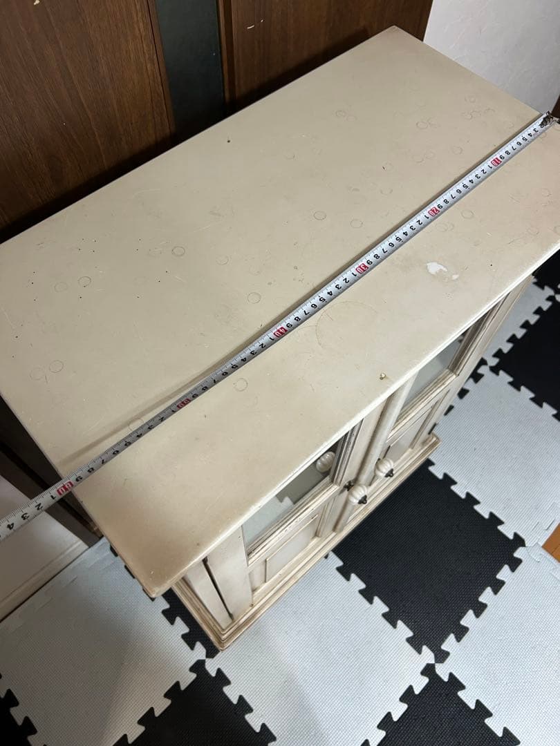オールドメゾン　ヴィンテージ　アンティーク　ガラスキャビネット　収納棚