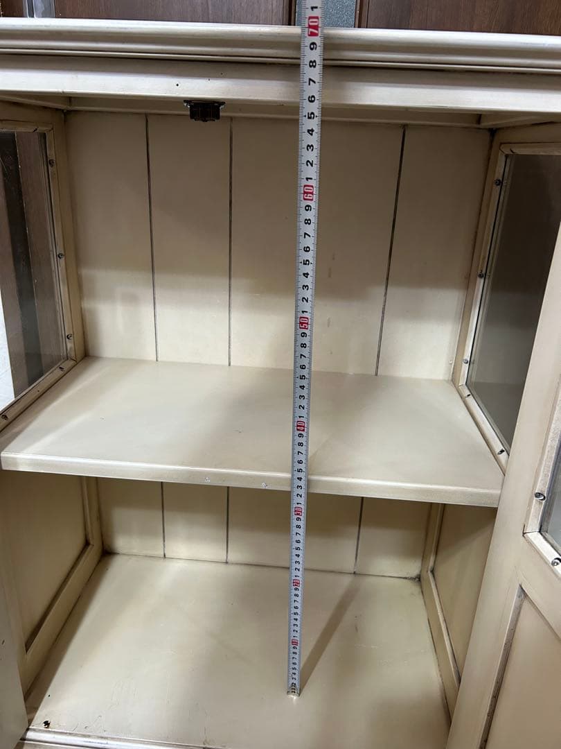 オールドメゾン　ヴィンテージ　アンティーク　ガラスキャビネット　収納棚