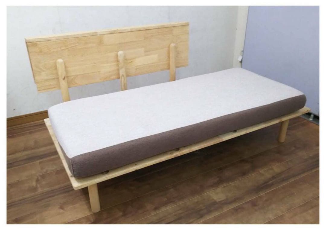 展示品 折りたたみテーブル付 2人掛ソファベッド FB-025 ナチュラル