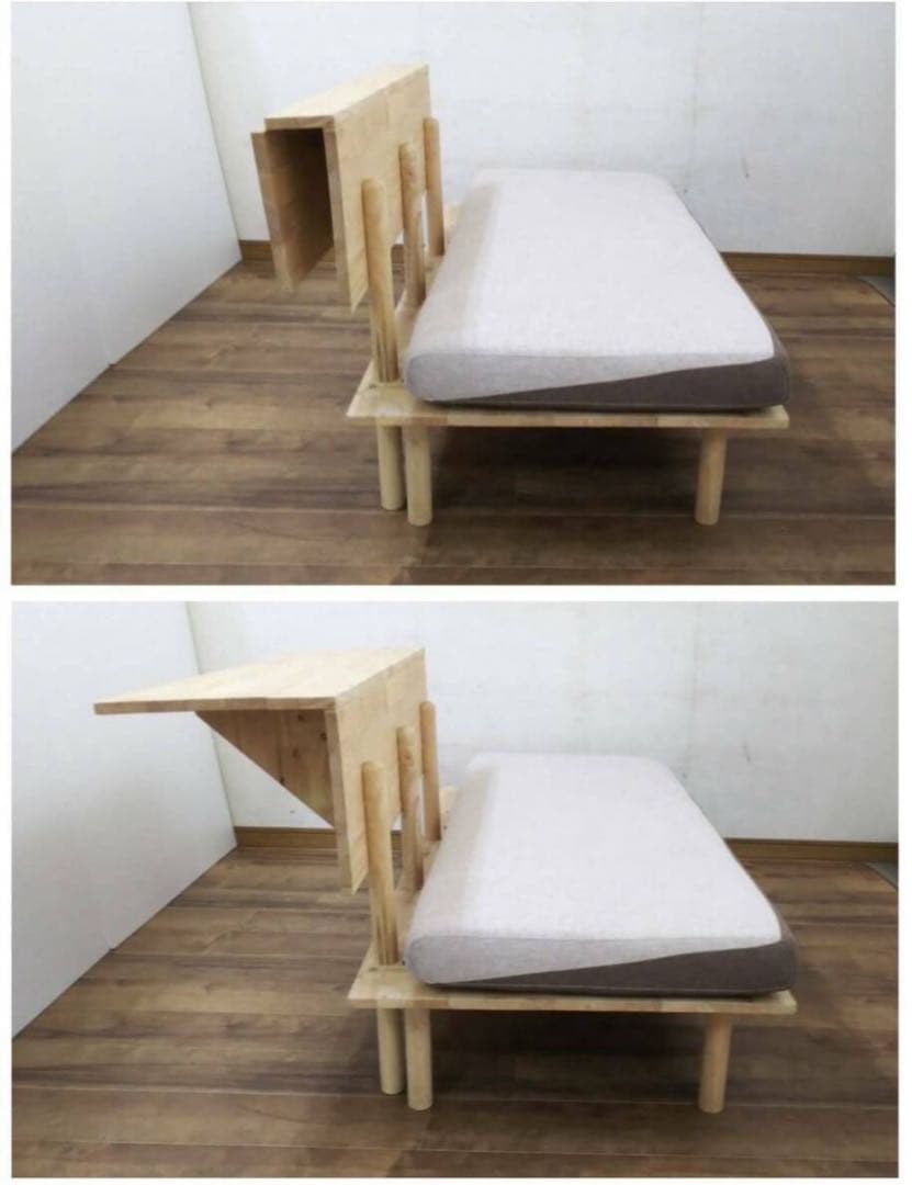 展示品 折りたたみテーブル付 2人掛ソファベッド FB-025 ナチュラル