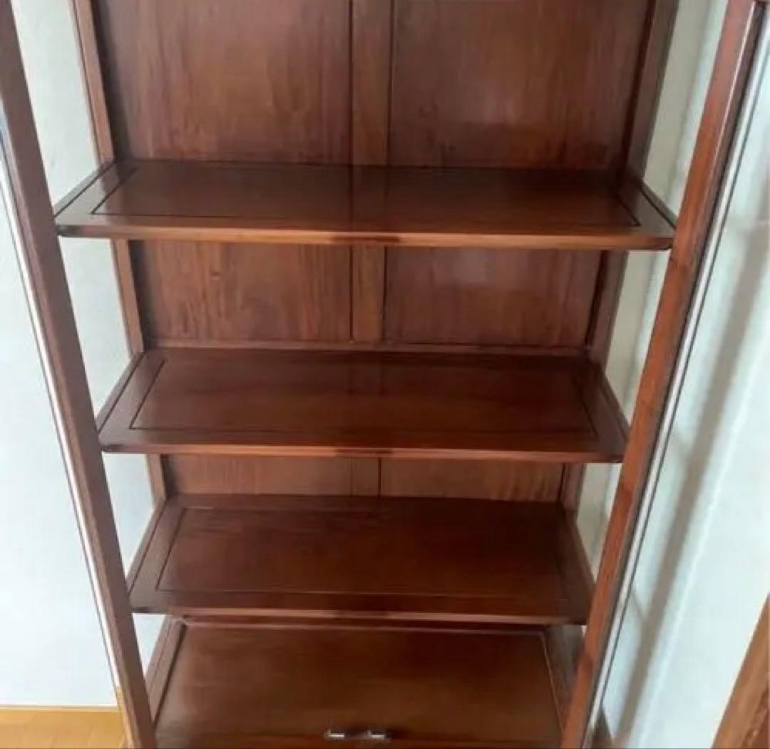 【極美品】アンティーク 三越購入 唐木家具 葡萄唐草透彫 飾り棚 キュリオケース