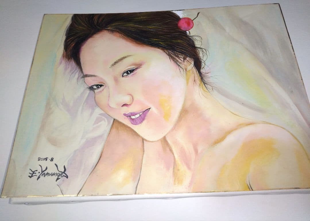 裸婦、美人画、油彩、4号、芸子、山本英二、真作、肉筆、高塚省吾