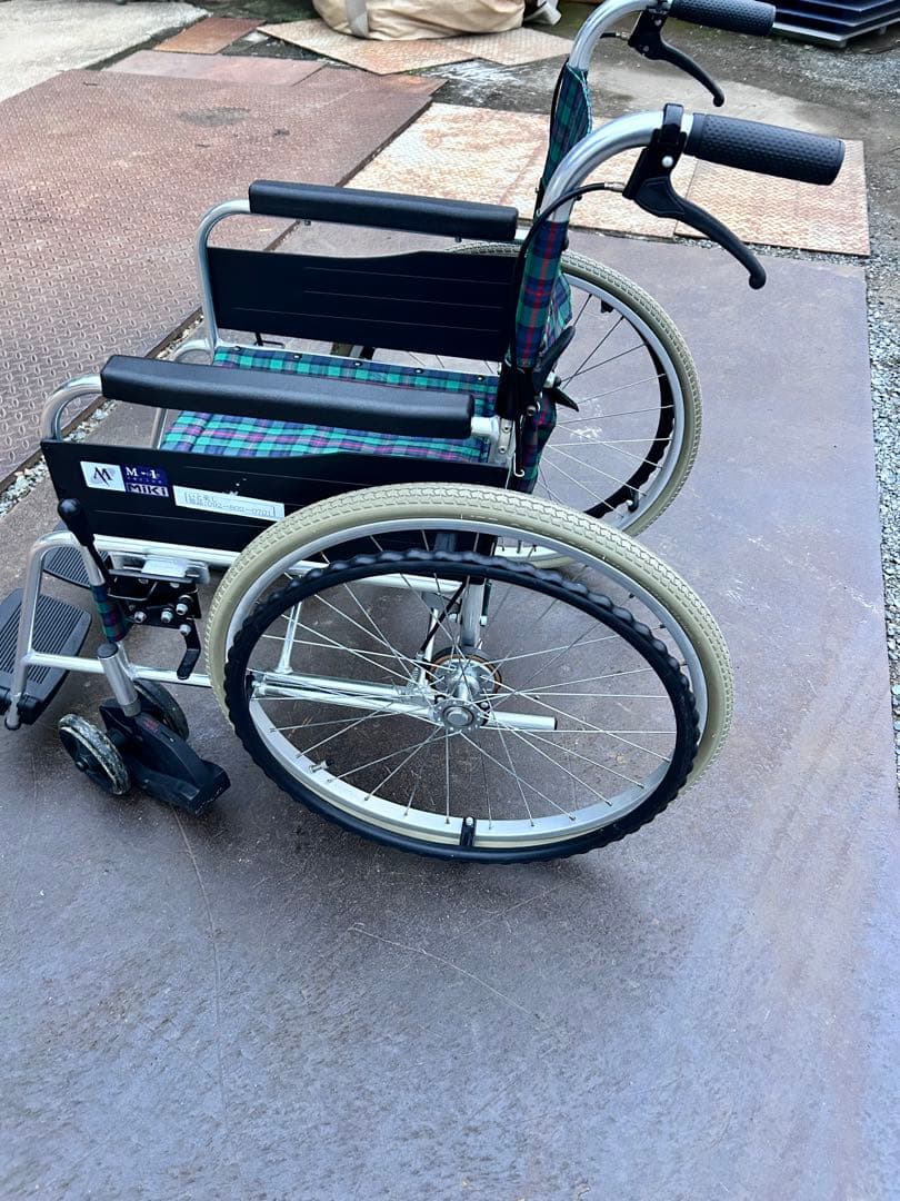 ミキ MiKi 介助型車椅子 折りたたみ MPCN-46JDグリーンチェック柄