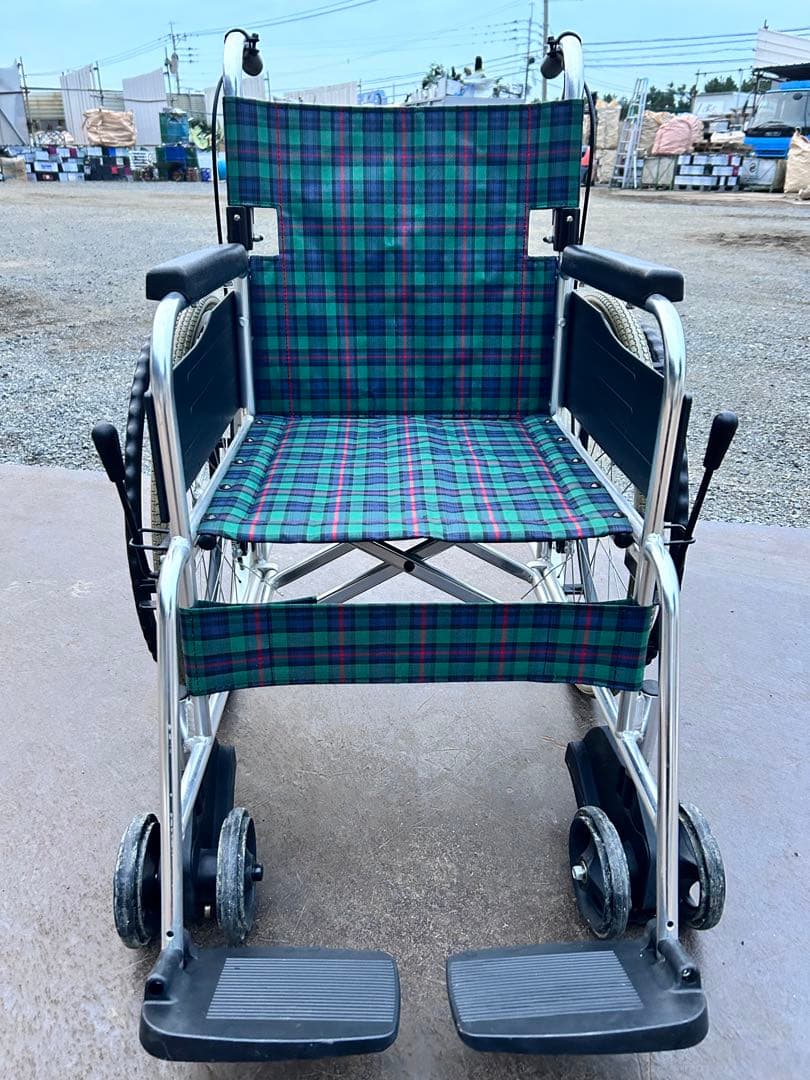 ミキ MiKi 介助型車椅子 折りたたみ MPCN-46JDグリーンチェック柄
