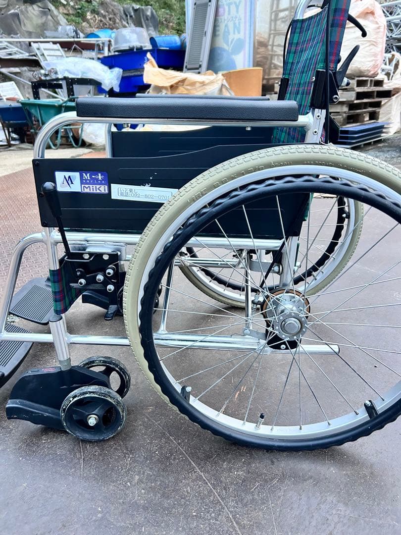 ミキ MiKi 介助型車椅子 折りたたみ MPCN-46JDグリーンチェック柄