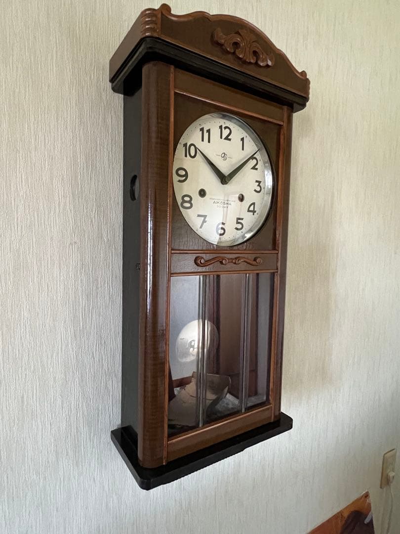 【希少】AIKOSHA 掛け時計 振り子式 昭和レトロ 壁掛け時計