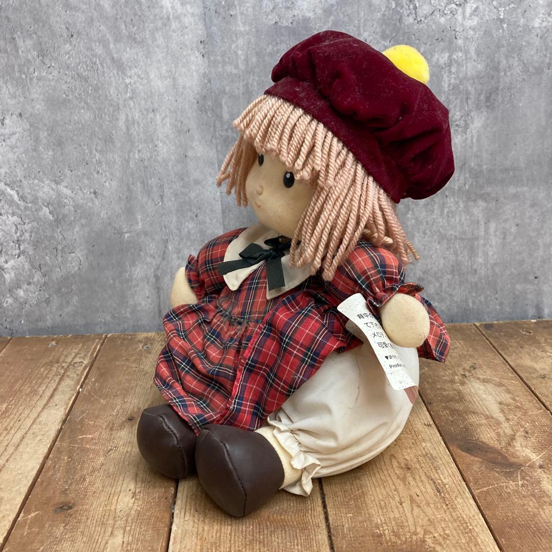 レトロ可愛い】動く オルゴール人形 カントリードール チェック柄