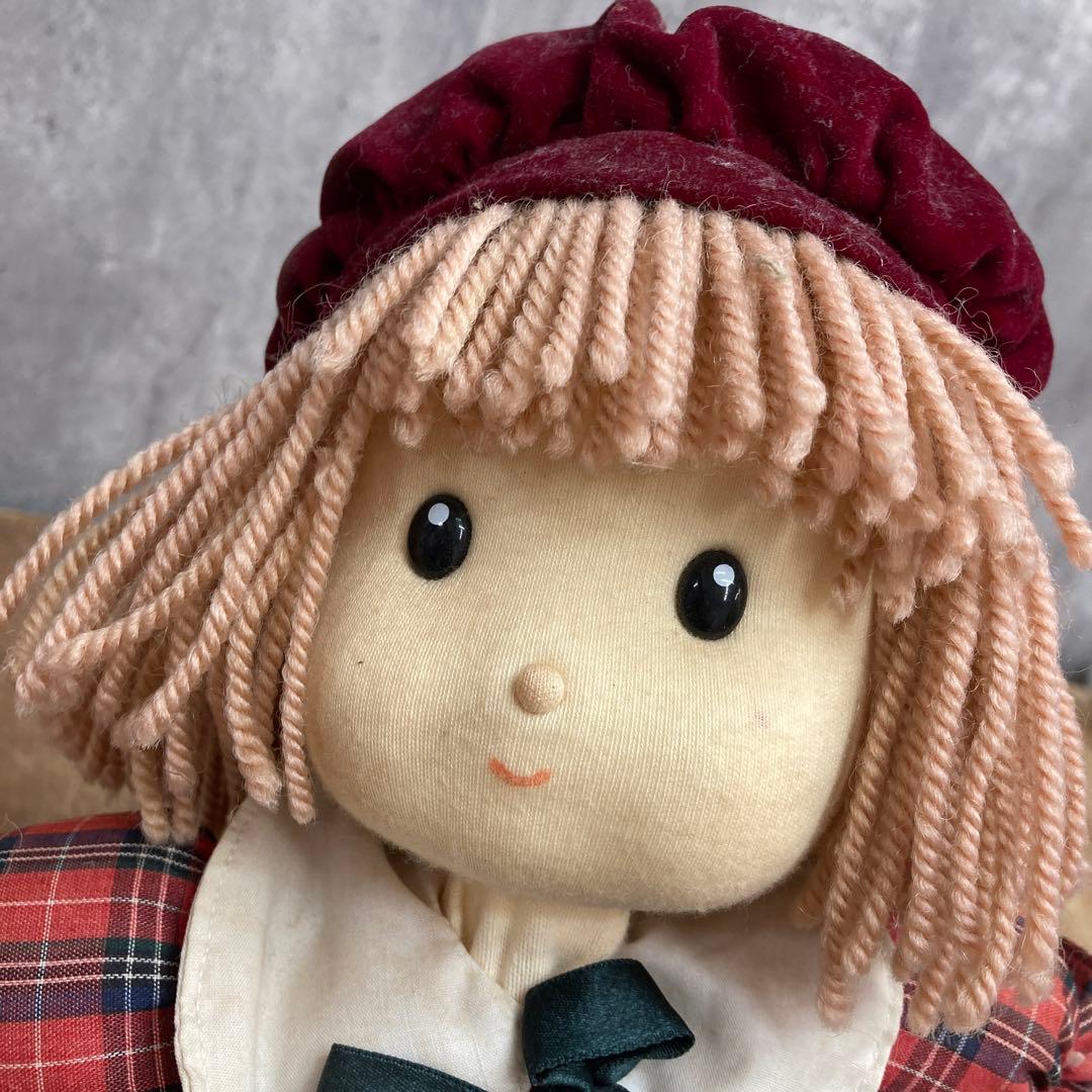 レトロ可愛い】動く オルゴール人形 カントリードール チェック柄