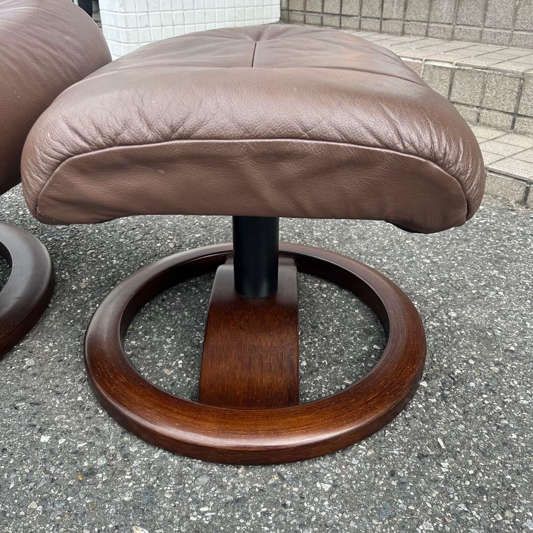 ①イエリアーダ フィヨルド 本革 リクライニングチェア オットマン レザー