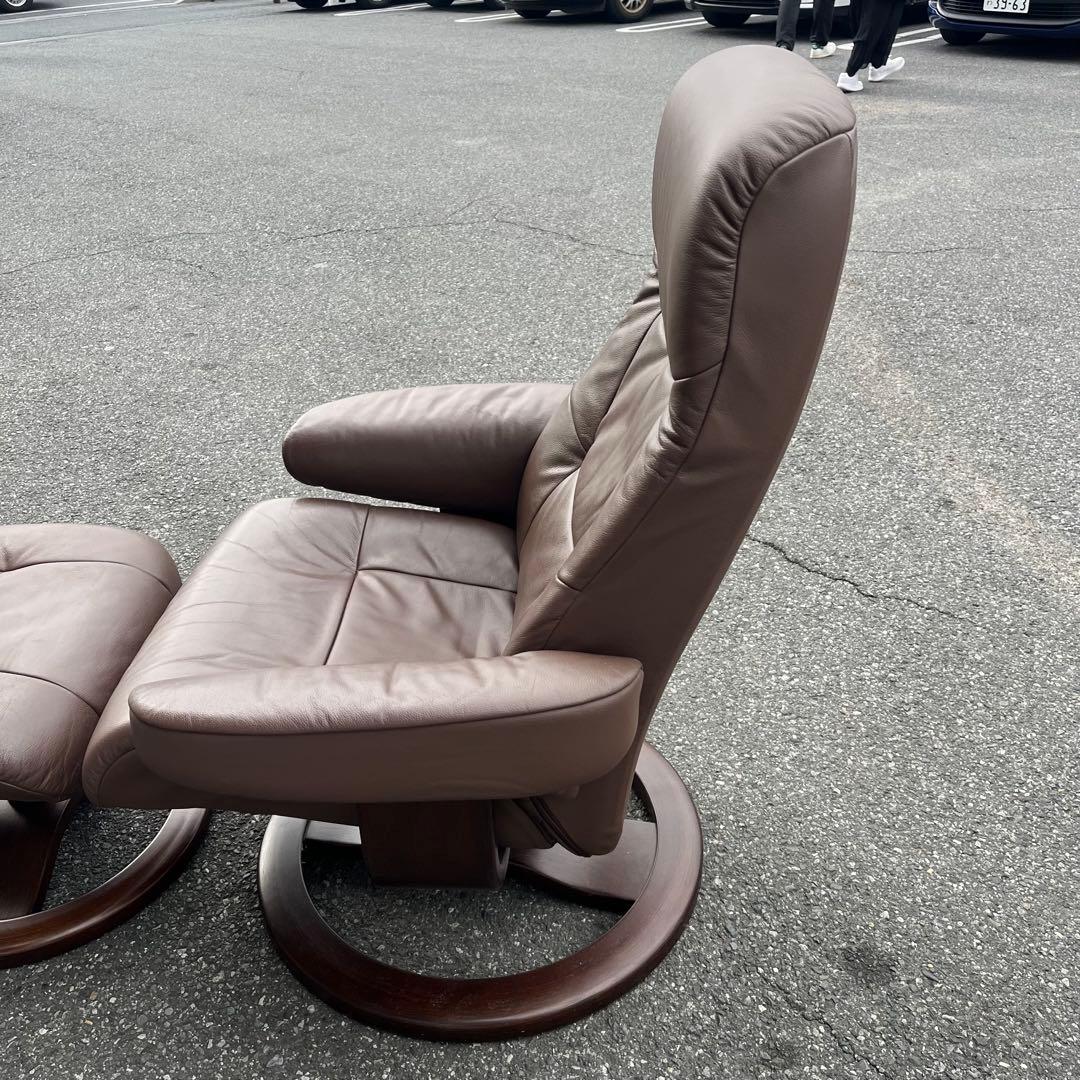①イエリアーダ フィヨルド 本革 リクライニングチェア オットマン レザー